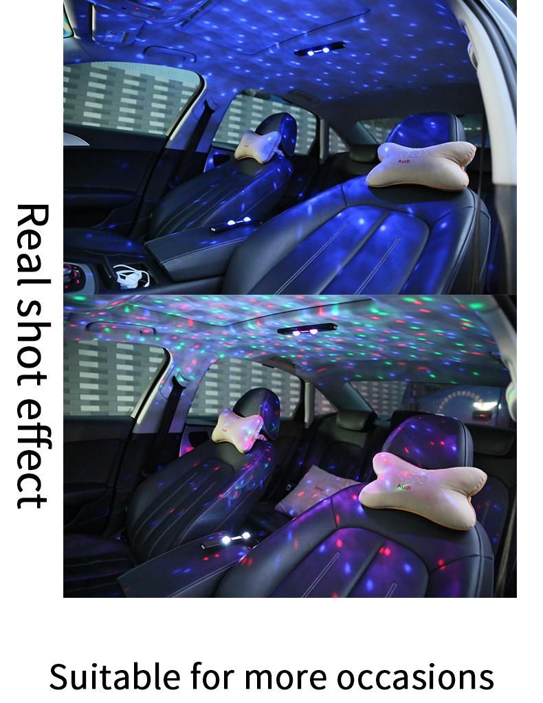 RGB Car LED Atmosphere Light 5 Modes USB Rechargeable Roof Star Ambient Lamp with Remote Control for Auto Interior Decoration