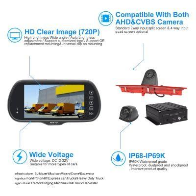 720p Ahd Rear View Mirror Monitor Car Truck Van Side Backup Camera System with Network DVR