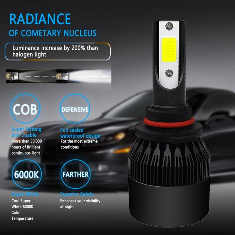 1PCS COB 9006 9005 H1 H11 H4 9004 H7 Hb4 C6 72W 8000lm LED Car Headlight Kit Turbo Light Bulbs 6000K Black