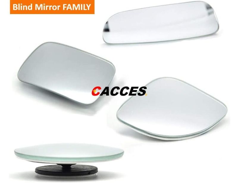 Rectangle Blind Spot Mirror 2 Pack, HD Convex Blu-Ray Mirror Stick-on Blindspot Mirror 360 Degress Rotation Frameless Wide Angle for Auto Safety in Day & Night