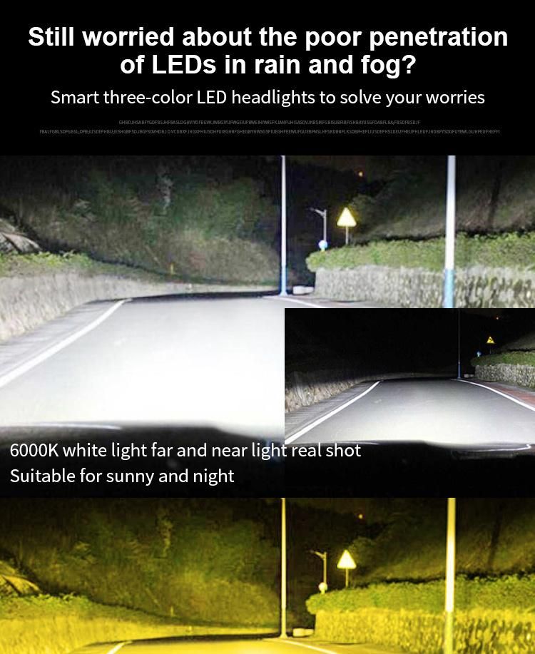 Super Bright Auto H7 H11 C6 LED Car Headlight 9006 H1 H3 9005 880 881 H4 LED Dual Color Headlight Kit 3000K 6000K
