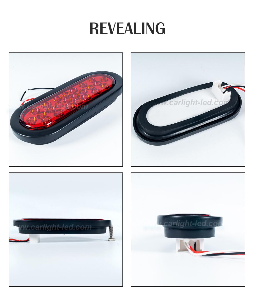 6 Inch Red Oval LED Trailer Tail Light with Grommets