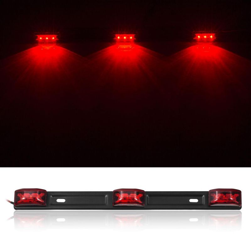 LED Red Light Bar Waterproof Marker Truck Trailer 3-Light Bars 12V for Ford, Dodge & Chevy