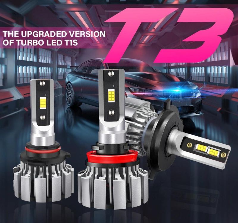 2022 T1s Turbo LED Kit 100W 20000lm T3 LED Headlight Bulbs H1h4 H7 H13 9004 9005 with 6000K H/L Beam Lamp for Motorcycle Car