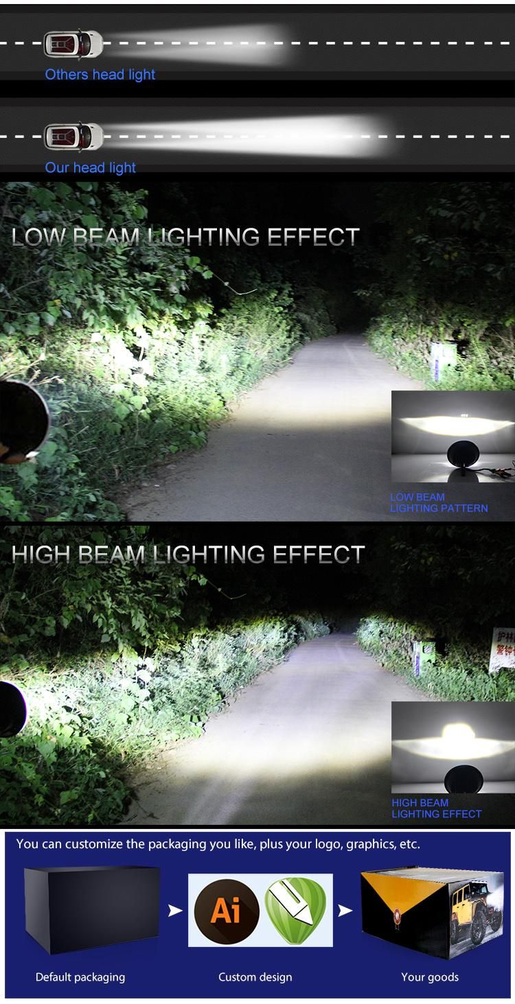 Round 7 Inch Angel Eye J005c DRL Car LED Headlight