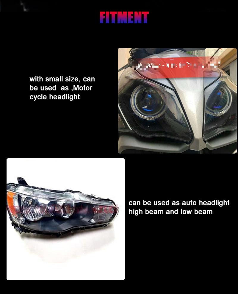 Sanvi 12V 25 Inch 45W 6000K Rhd LHD Bi LED Projector Lens Headlights Car Auto Motorcycle Bike Factory Aftermarket Blue Lens LED Auto Lamps