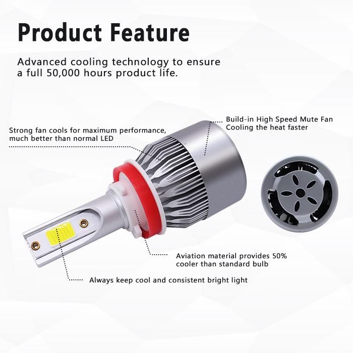 Lightech X3 S2 C6 72W Car LED Headlight with H7 6000lm