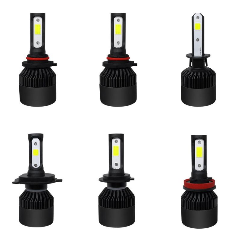 Wholesale 2PCS Black 6000lm Improved S2 LED Car Headlight with Powerful COB Chips H4 H7 Auto LED Lamps