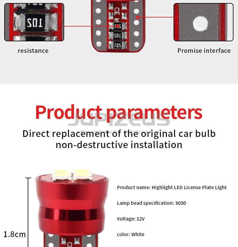 High Quality T10 194 168 W5w 3030 4SMD Canbus for LED License Plate Light