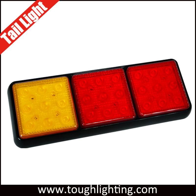 Factory High Quality 12V-24V Rectangle Vehicle 27PCS LED Stop Turn Rear Tail Lights for Truck Trailer Marine with E-MARK
