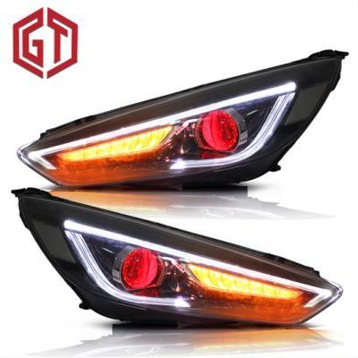 for Ford Focus 2015/2016/2017 Car Headlight Assembly LED Demon Eyes DRL Turn Signal Xenon HID Projector Lens