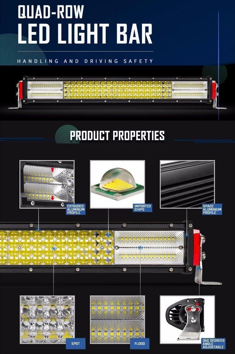 20000lm Truck Car Offroad 12V Jeep LED Light Bar, 4 Row 22inch 50inch 12D LED Bar for Truck