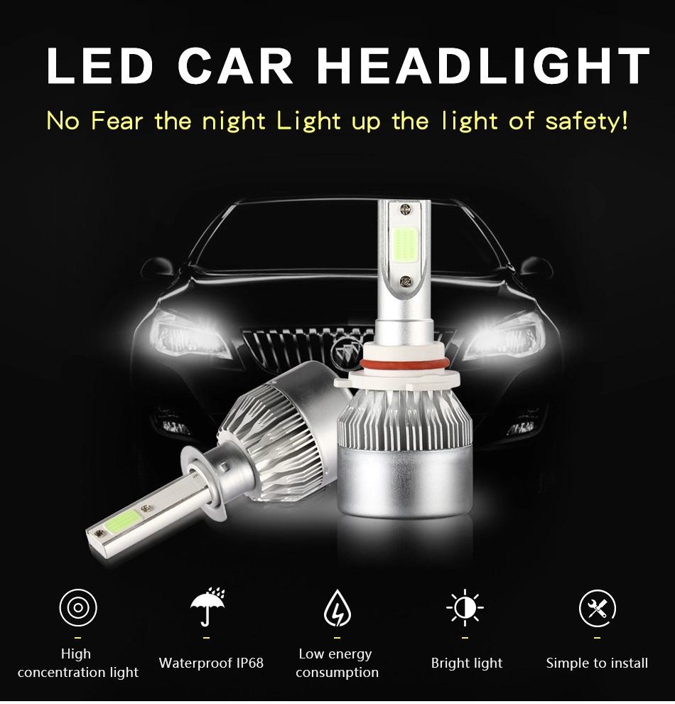 C6 S2 Lighting System Auto Lamp H1 H3 H4 H7 H11 9005 9006 9007 H13 COB 6000K Euper Bright 880 LED Headlight