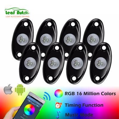 Bluetooth Multicolor APP Neon for Jeep Truck Car ATV SUV Vehicle Boat Offroad 8 Pods LED Lamp Kit RGB LED Pod Rock Lights