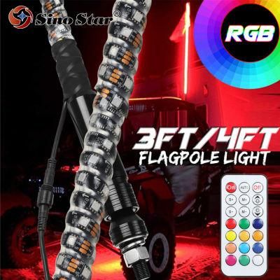 Swl2-5FT 2PCS Frost Tube Static Color Whip Light 5 Feet RGB Custom Color Lighting up off Road Whip Flag Glowing Whip Antenna
