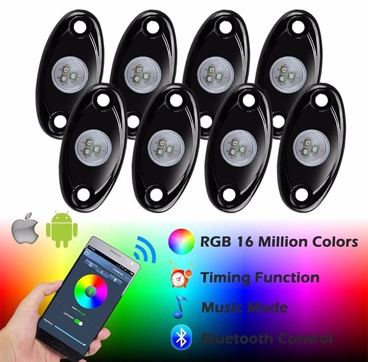 8 Pods LED Rock Lights for Jeep ATV SUV Offroad Car Truck Boat Underbody Lamp RGB LED Neon Lights