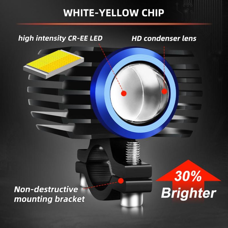 Spotlight Headlights U7 Lights LED Headlights 20W Moto Spotlight White Yellow Head Light Headlight LED for Motorcycle