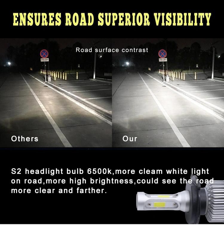Auto Lighting Wholesale Three Side Head Lamp COB 72W 8000 Lumens 6500K H1 Conversion Kit S2 Car LED Headlight Bulb