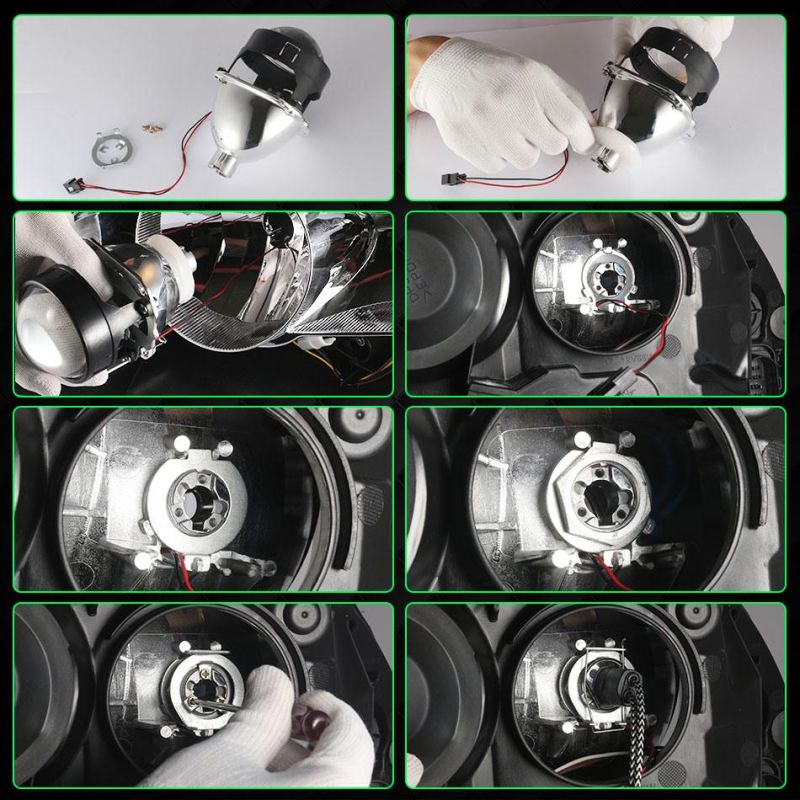 Car Bi Xenon HID Projector Retrofit Headlight Lens Auto Angle Eyes H1 H4 Kit