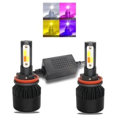 S2 LED Headlight H1 Kit COB 16000lm 120W 4 Colours and Flash in One Lamp Auto Four Colors Change Front Fog Lamp Driving Bulbs