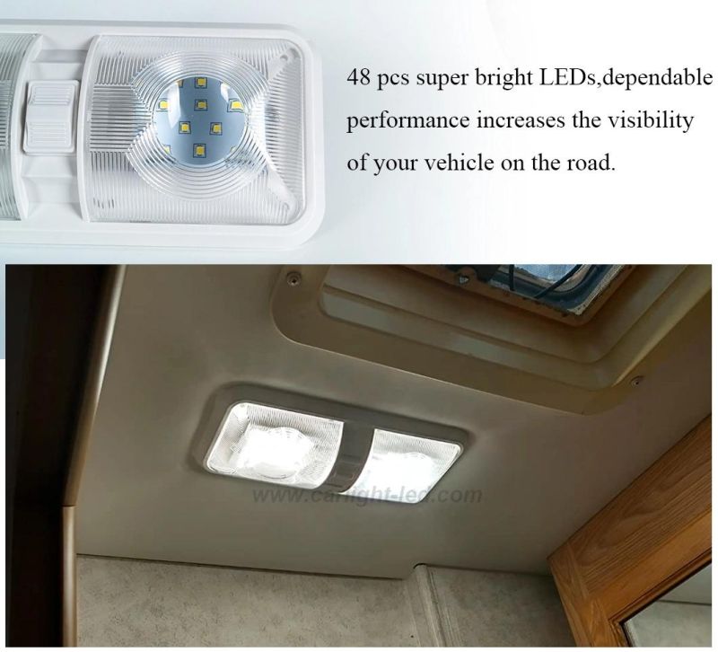 RV Boat Yacht LED 12V Double Dome Light Ceiling Interior Light for Camper Trailer Marine Motorhome
