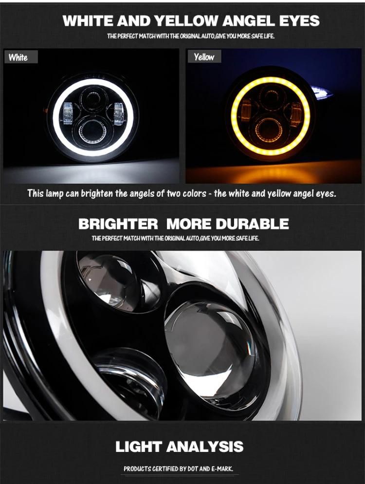Emark DOT Approved Hi Low Beam 7 Inch Round Auto LED Headlights for Jeep Wrangler