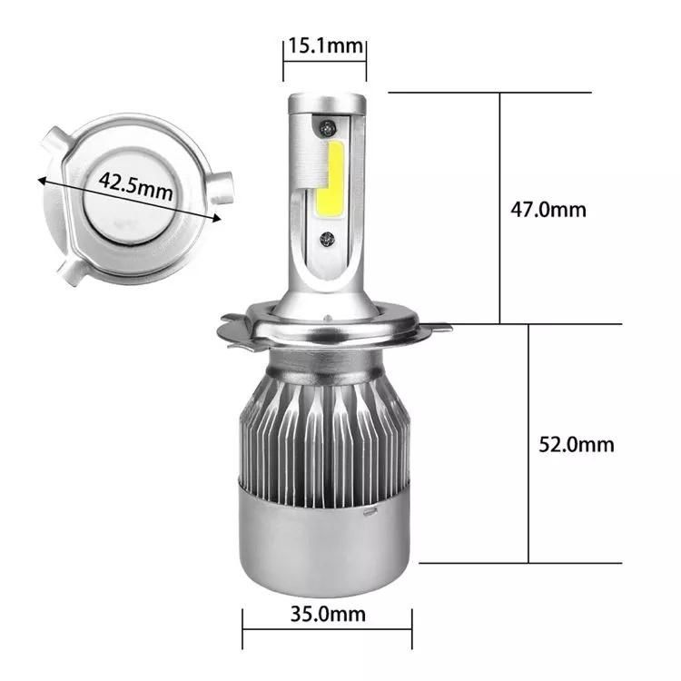 China Factory Auto Part LED Headlight Bulb COB Chip H4 H7 9005 9006 LED H4 Headlights C6 LED Headlight