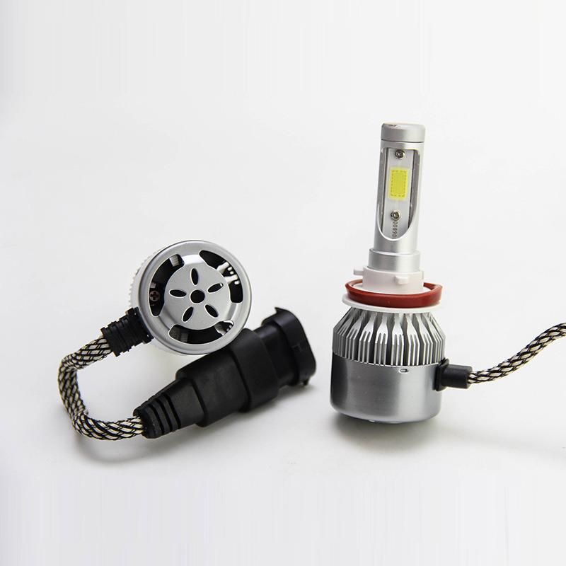 2X White Car LED Headlight C6 H1 H3 H4 H7 H11 Hb3 9005 Hb4 9006 COB 72W 7600lm Front Auto Fog Bulb Automobile Headlight DRL 6500K