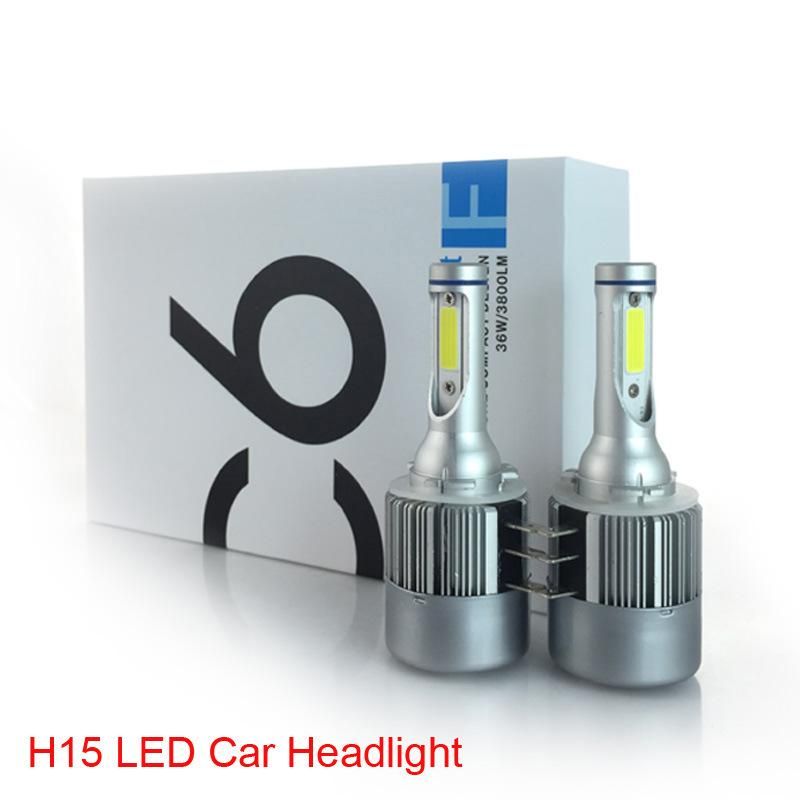 2PCS H15 H4 LED H7 H11 H1 H3 9006 Hb3 C6 Auto Car Headlight 72W 7600lm High Low Beam Automobiles Lamp White 6000K Bulb