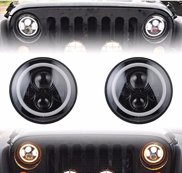 7 Inch 45W Round LED Headlight Halo Angle Eyes for Jeep Wrangler Jk Lj Tj Cj off-Road LED Headlight