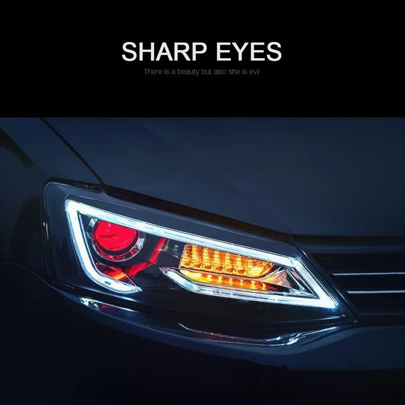 for VW/Volkswagen Jetta 2011/2012/2013/2014 Car Headlight Assembly W/ LED DRL Turn Signal Demon Eyes Projector Lens