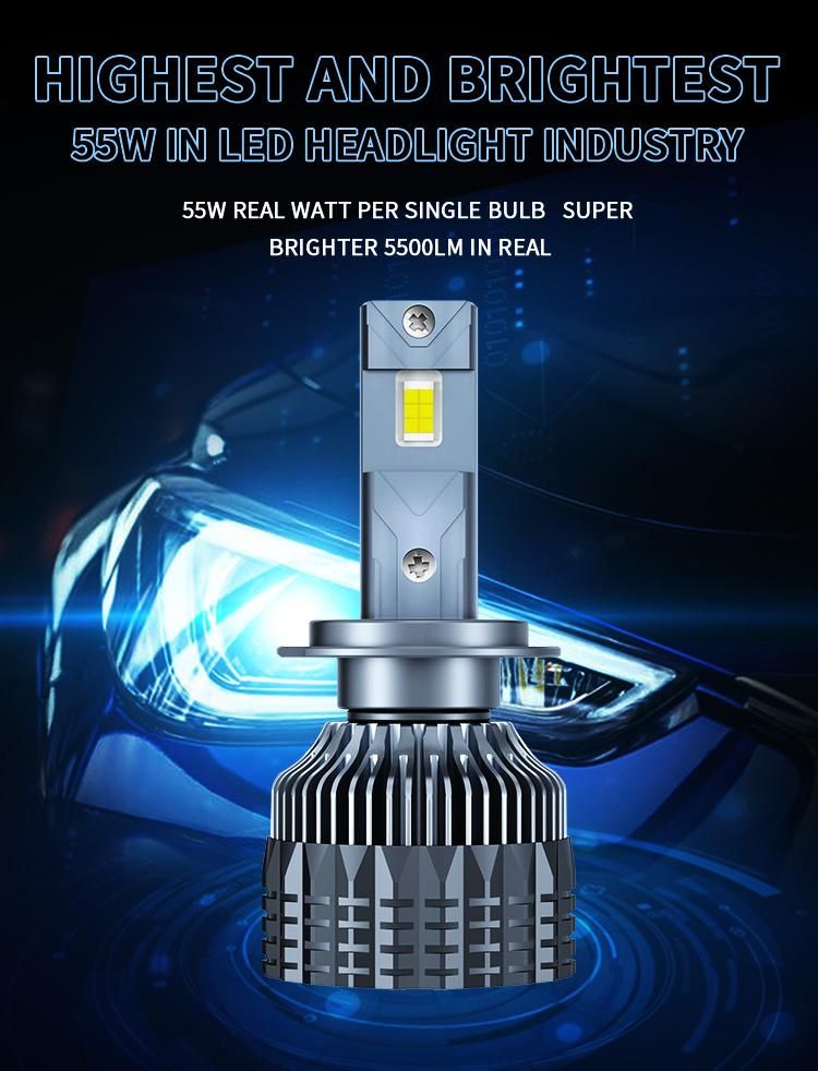 V13 Auto Lighting System 55W Super Bright Fan 5500lm Focos Luces H4 H11 9005 9006 Car Lights, High Low Car H7 H4 LED Headlight
