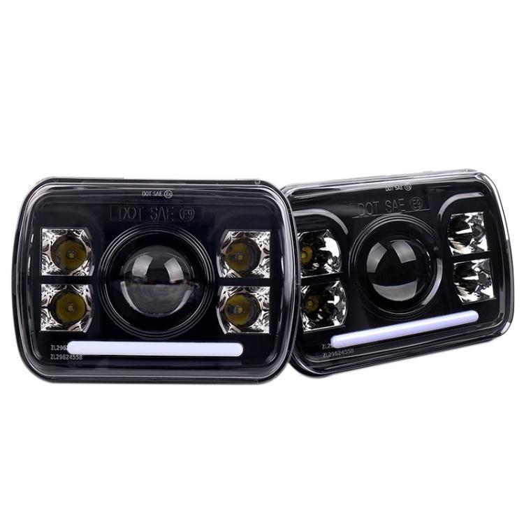 7X6" Halo LED Headlamp with Turn Signal Light Replaces for Jeep Wrangler Yj Xj 5X7 Inch Square LED Headlight
