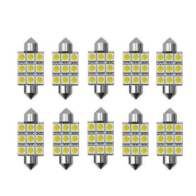 LED Car Festoon 9SMD 9 LED 5050 LED Festoon LED Festoon Light Interior Dome Lamp Bulb for Car Styling White 12V