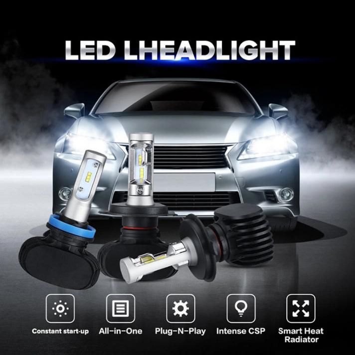 Wholesale S1 H4 50W 6000K 8000lm Car LED Headlight Conversion Kit Bulb H7 Lamp Auto Lights Black 12V 24V Automobile Headlight