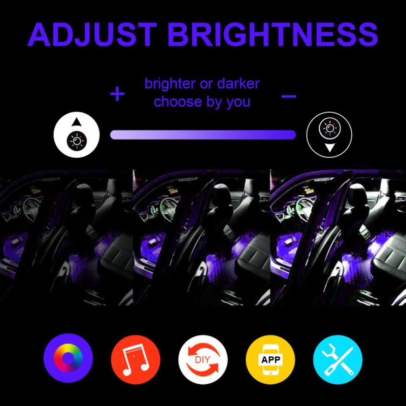 48LED 5050 SMD RGB Car Interior Atmosphere Light Strip Bar Bluetooth APP Music Control Decoration Light