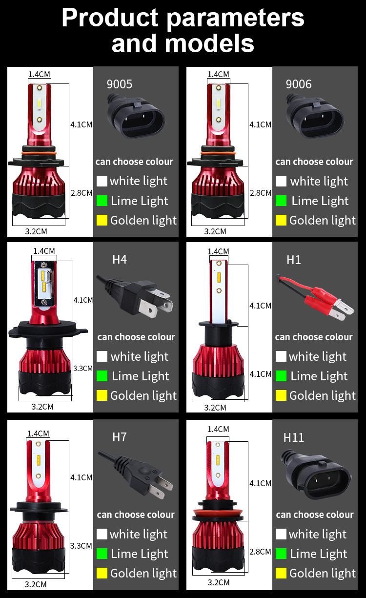 Carolyn K5 Tri-Color 4 Color Flash Auto Lamp H7 H11 H4 Super Spotlight LED 880 9005 H13 Multi-Color LED Headlights