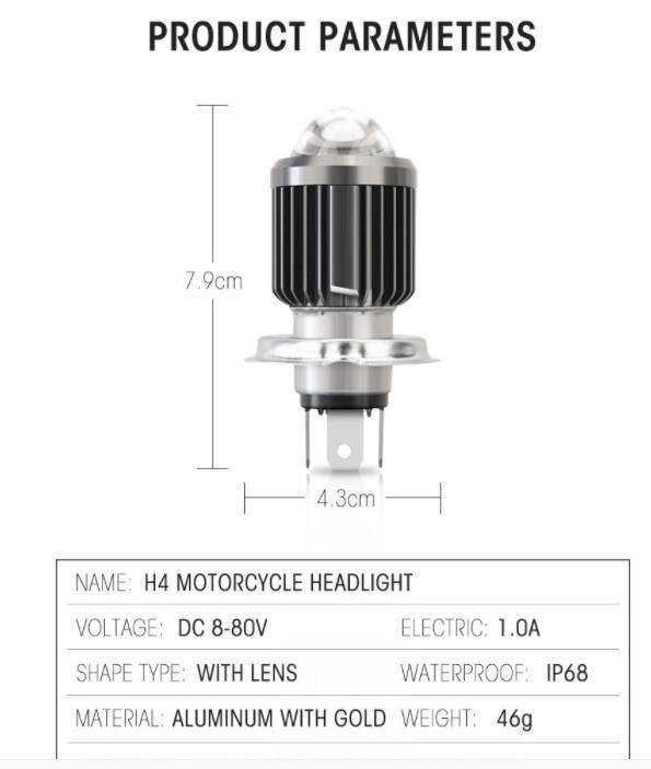 Motorcycle Lighting System Projector Lens 3000lm Waterproof Ba20d LED Headlight Work Fog Lamp Mini Driving Lights Accessories