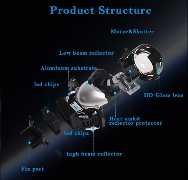 Best Quality Long Warranty China LED Headlights 3 Inch S9 H4 H7 Bi LED Projector Lens Headlight 49W 5500K 6000K Aftermarket Auto LED Headlight Bulbs