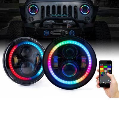 Jeep Bluetooth APP Controlled RGB Halo 7 Inch LED Headlight