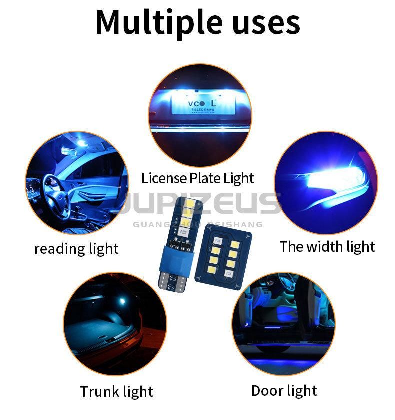 New T10 W5w 2835 8 SMD for Auto Wedge Light Width Lamp Door Parking Bulb License Plate White Blue DC 12V