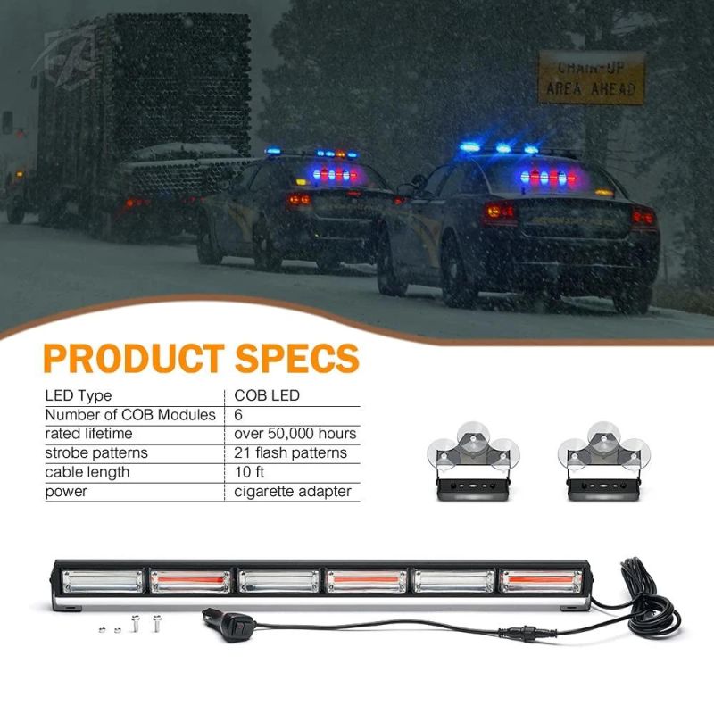 High Intensity 20W Traffic Advisor COB LED Emergency Warning Vehicle Strobe Light Bar for Truck Firefighter