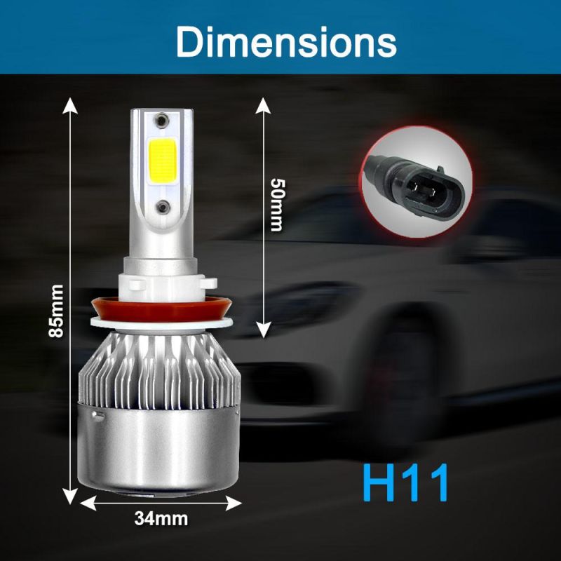 2PCS Car Headlight 6500K 8000K 8000lm Turbo H1 H8 H4 LED Bulb 12V C6 H3 H7 H11 9007 9005 9006 Super Bright Lamp Fog Light