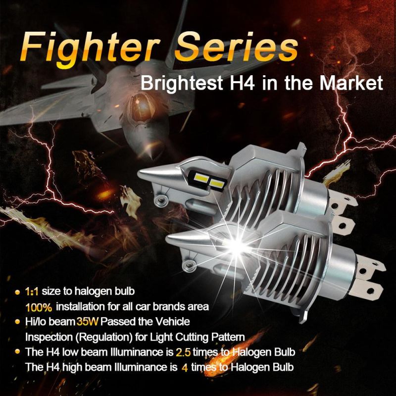 80W 8000lm H4 High Low Beam Csp Car Headlight LED Bulb 12V