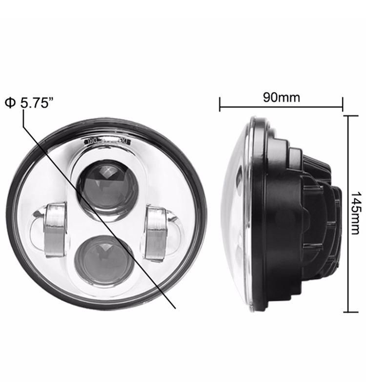 5.75 Inch LED Round Motorcycle Headlight for Harley Wide Glide High Low Beam LED 5 3/4" Headlamp