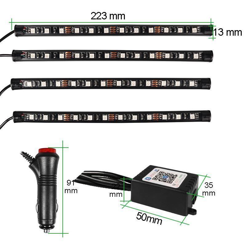 One to Four Car Indoor Foot Sole 12LED Atmosphere Light Atmosphere Light Atmosphere Light Decoration Lamp Foreign Trade Hot Product