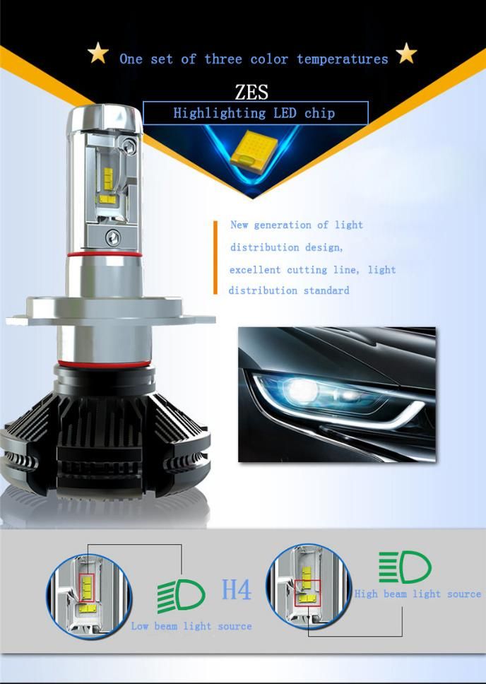 Manufacturer LED Headlight Kit 50W 6000lm X3 LED Auto Car Headlight 9005 9006 H7 H11 Zes Chip LED Petch