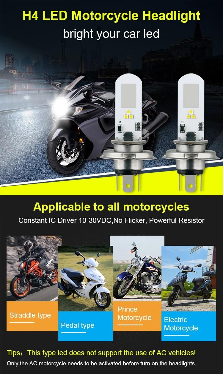 Super Bright Motorcycle Headlight H4 P43t 6SMD 3030 LED Bulb 10-30V 5.5W 426lm Auto Car Fog Light Wholesale Price