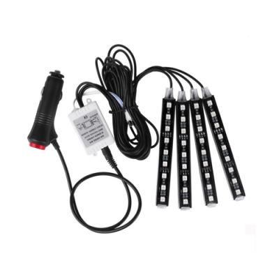 New Car 12V RGB Flexible LED Strip Remote Sound Activated Control Car Internal Interior Atmosphere Light