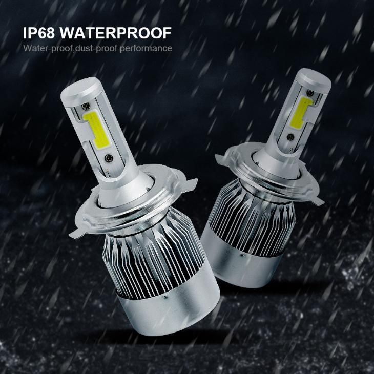 Foco De LED 9007 72W 7600lm LED H1 H3 H4 H7 H11 9005 9006 9007 C6 COB LED Car Headlight Bulbs 6000K 12V 24V DC